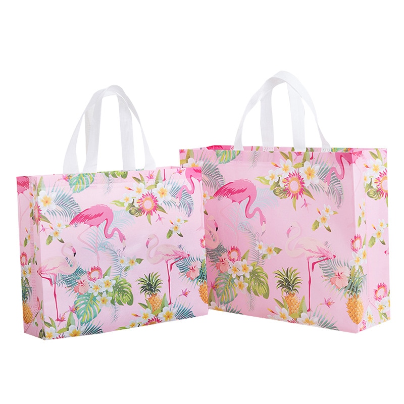 Bolsa de compras de Flamenco de tela no tejida, bolsa reutilizable para mujer, bolsas de almacenamiento, bolsa de mano de mujer ecológica impermeable, organizador bolsa impresa