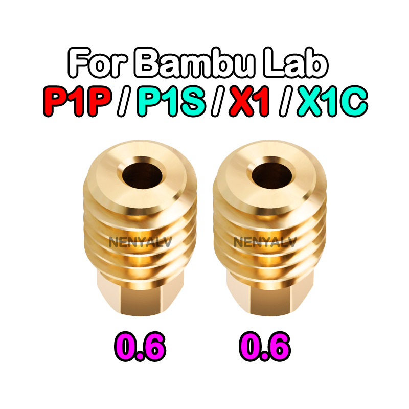 Aggiornamento Bambu Lab P1P/P1S Ottone temprato Ugello di rame 0.2/0.4/0.6/0.8mm Hotend in metallo con ventola di raffreddamento per stampante 3D X1/X1C: Caffee