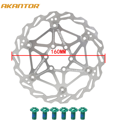 AKANTOR-Rotos de freno de refrigeración para bicicletas, bicicletas de carretera Mtb, acero inoxidable ultralig, rotor flotante, 160 mm, 180 mm, 203 mm: Gris claro