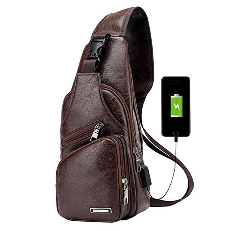 Crossbody Tassen Voor Mannen Korte Trip Sling Borst Bag Casual Messenger Bags Mannelijke Schoudertas Diagonaal Back Pack Bolsos: Deep Brown