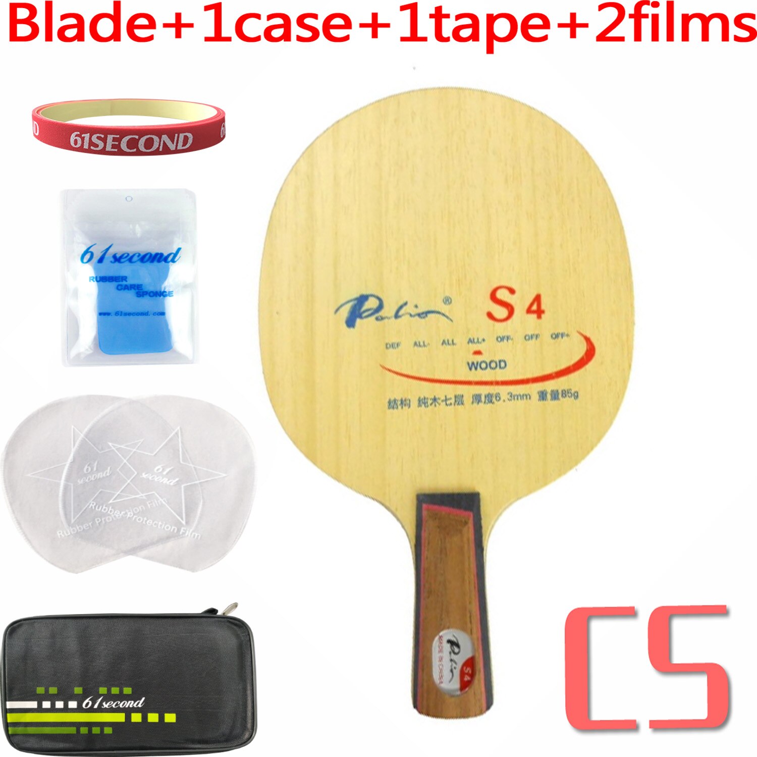 Palio S4 (S-4, S 4), raqueta de tenis de mesa de madera para raqueta de ping-pong: CS with F1 case