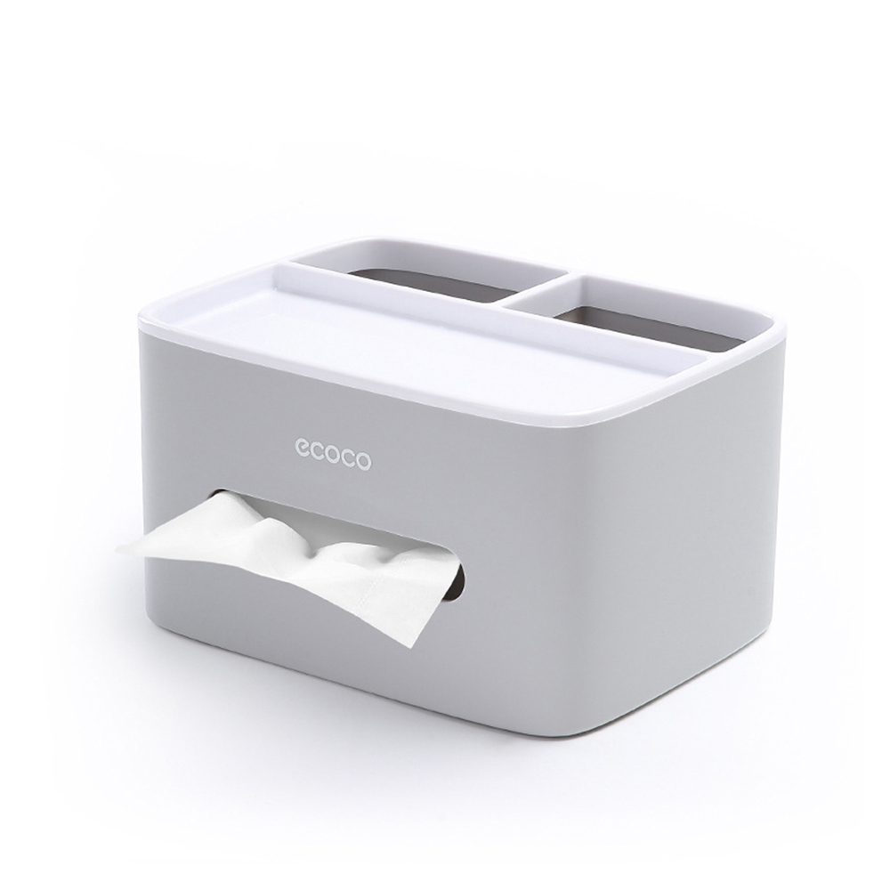 Ecoco tissueboksdæksel bærbar serviettholder dispenser bord opbevaringsboks sag caddy makeup arrangør med aftagelig smykkeskuffe: Gy