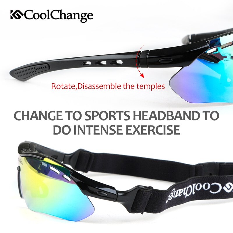 CoolChange Professionele Gepolariseerde Fietsbrillen Bike Goggles Sporten Fiets Zonnebril Met 5 Lens Bijziendheid Frame