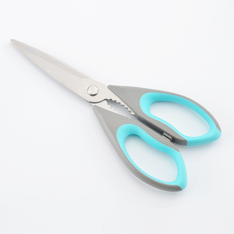 Multi-Function Stainless Steel Kitchen Scissors Cutter for Vegetable Meat Potato Cheese Fish Nut Outdoor BBQ Food Scissor: Blue