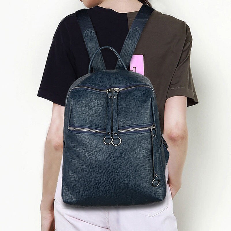 Classic vrouwen Rugzak PU Leer Mode Effen Kleur Rugzak Schoudertas