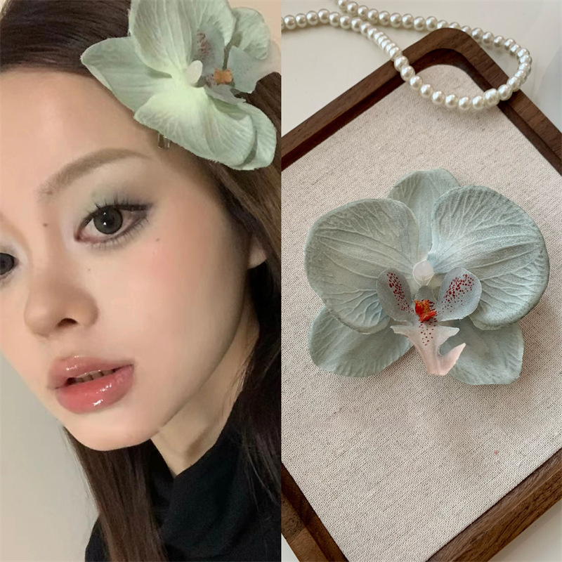 Orchid Hair Clip For Woman Artificial Flower Hairpins Cute Wedding Party Side Clip Hair Accessories