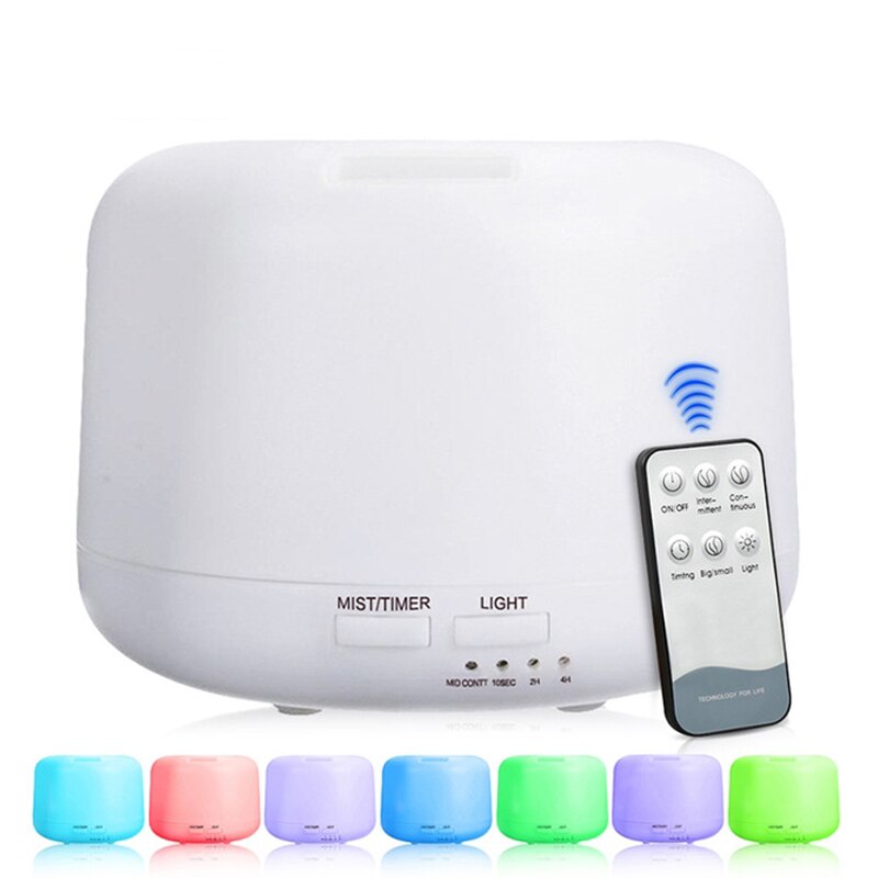 300ML Aromatherapy Humidifier Essential Oil Diffuser with Remote Control Colorful LED Mood Lamp Ultrasonic Air Aroma Humidifier: White / EU