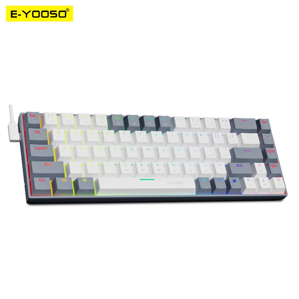 E-YOOSO Z686 RGB USB 60% Mini clavier filaire de jeu mécanique mince commutateur rouge 68 touches Gamer pour ordinateur portable