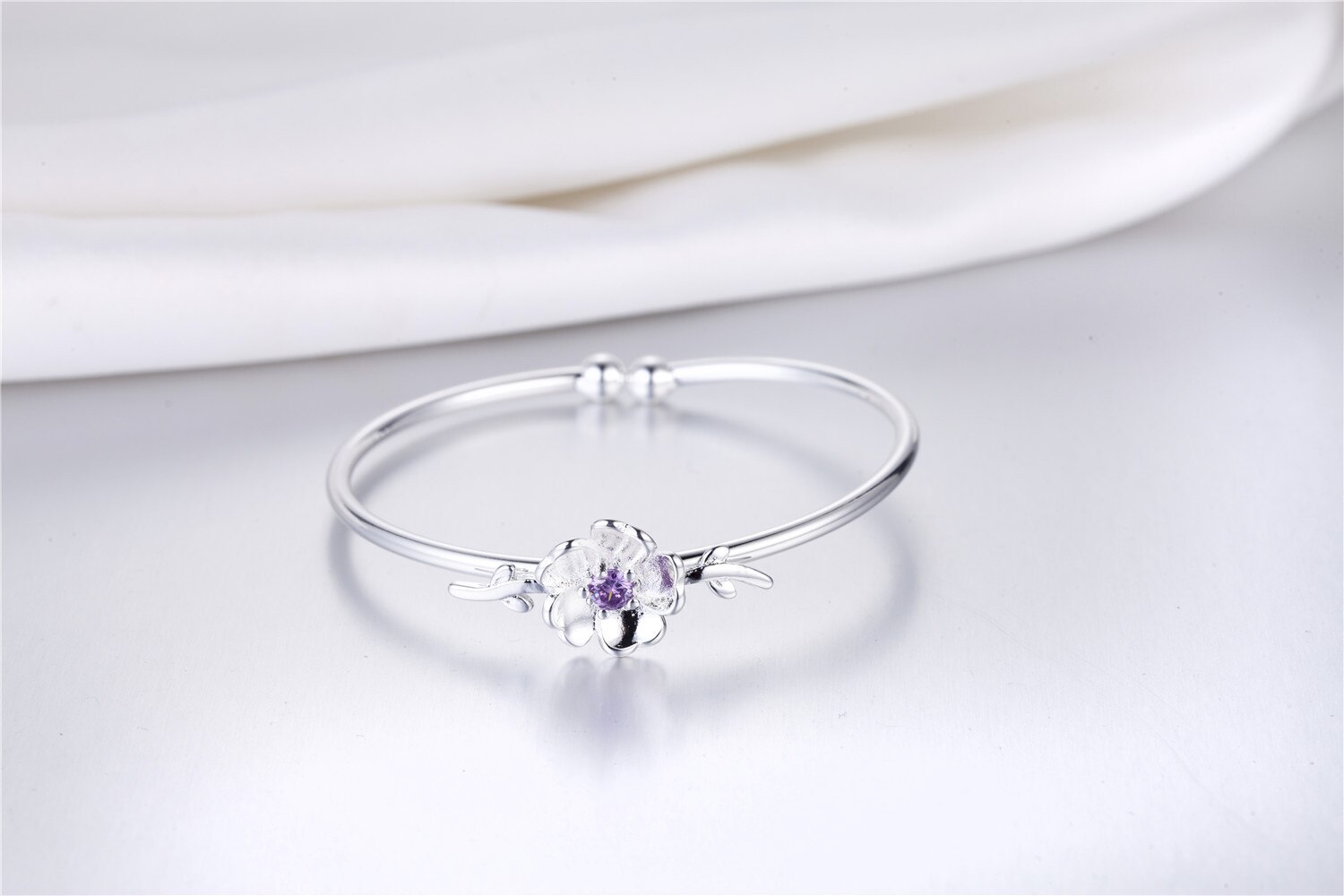 Fanualoli s925 Sterling silver Sakura White Diamond Purple Diamond Bracelet for women Fine Jewelry regalo di compleanno per la festa nuziale