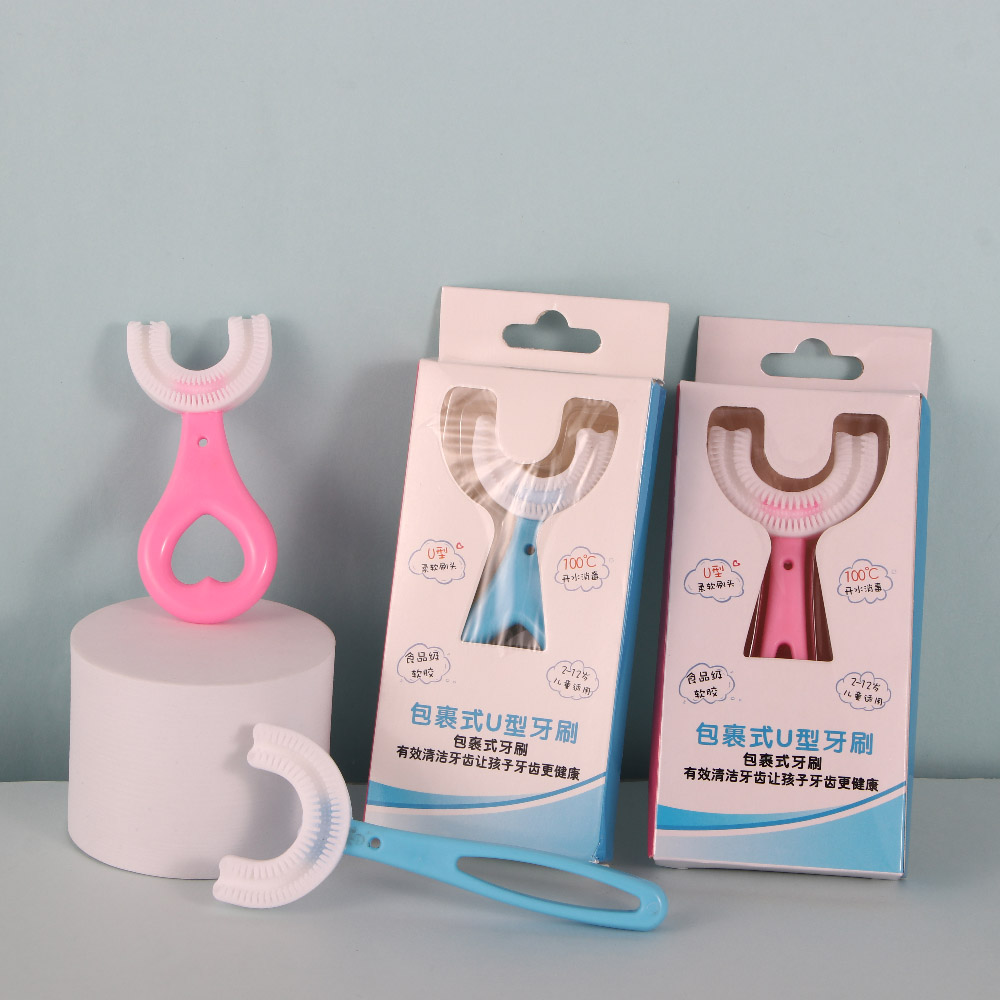 Bambini portatili in Silicone 2-12 anni spazzolini da denti per bambini cura orale spazzolini da denti a forma di U spazzole per la pulizia dei denti