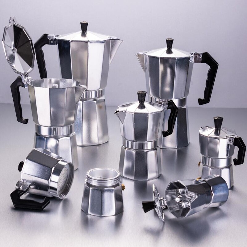 Cafetera italiana mocha, cafetera de 9 tazas, 12 tazas, cafetera de horno de aluminio, utensilios de cocina, electrodomésticos de despensa