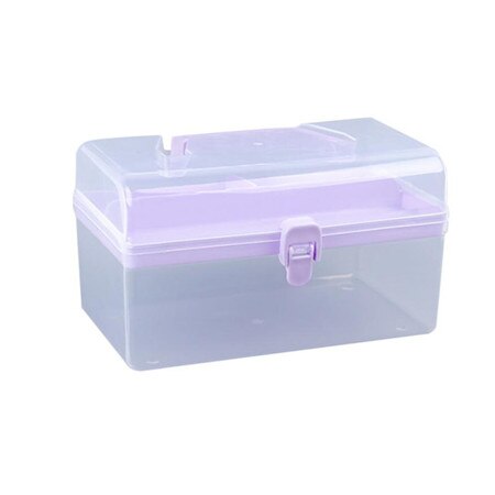2 Layer Clear Plastic Tool Kits Storage Case With Handle Multipurpose Portable Tool Chest Cabinet Organizer Box #BL4: purple