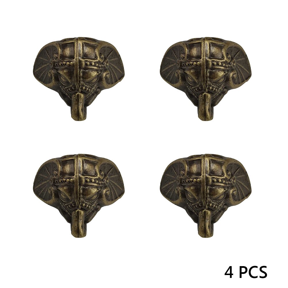 4PCS Antique Jewelry Wood Box Feet Leg Corner Protector Triangle Rattan Carved Decorative Bracket For Furniture Hardware: Bronze HJ03
