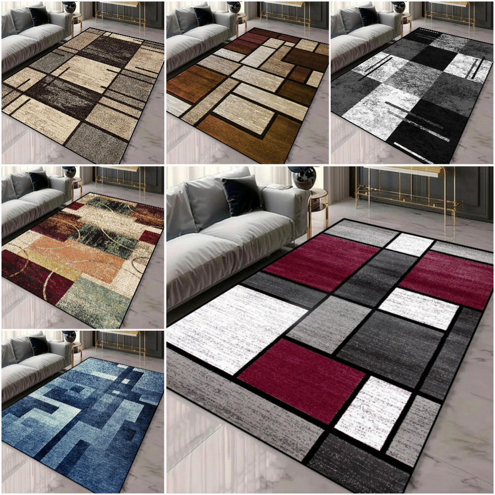 Tapis de zone 3D à motifs géométriques pour décoration de salon et de chambre à coucher Tapis lavables avec support antidérapant Tapis d'inspiration européenne