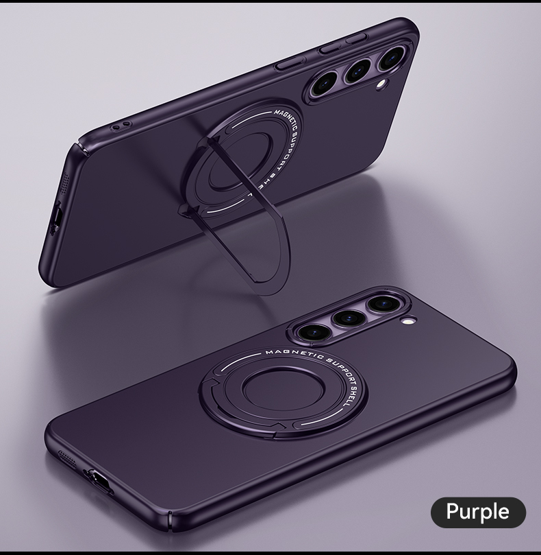 Ultra Thin Hidden Stand Hard Case For Samsung Galaxy S25 Ultra S24 S23 Plus 5G Kick Stand Magnetic Cover For Magsfae Car Charger: PURPLE / Galaxy S23+