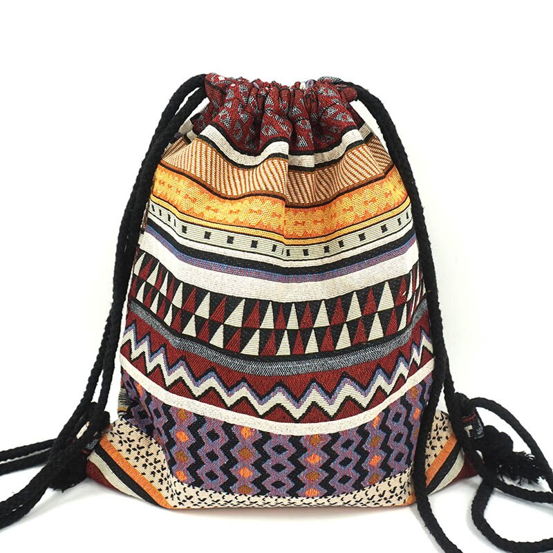 LilyHood damski plecak z tkaniny żeński cygański czeski boho chic Aztec Ibiza Tribal etniczny Ibiza brązowy plecak ze sznurkiem torby: NO 13
