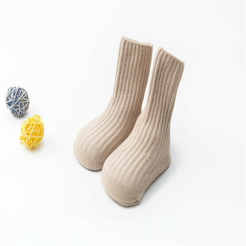 0-4T Solid Anti-slip Baby Boy Girl Cotton Socks NewBorn Infant Toddler Casual Soft Ankle Sock: Khaki / 1 to 2Years