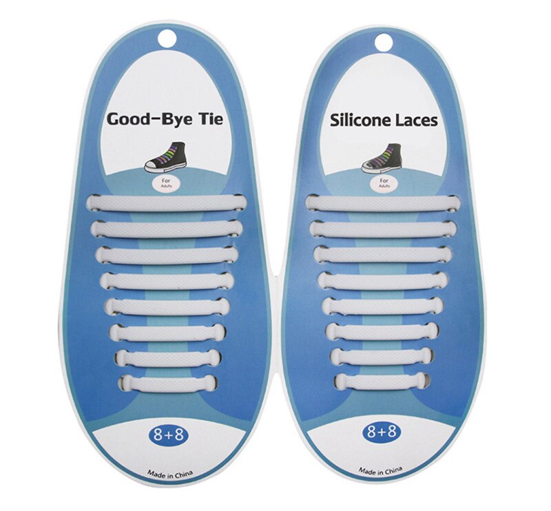 16 teile/satz Elastische Silikon Schnürsenkel Kreative Faul Silikon Laufende Keine Krawatte Gummi Spitze Schuhe Zubehör für mann frauen unisex: Weiß