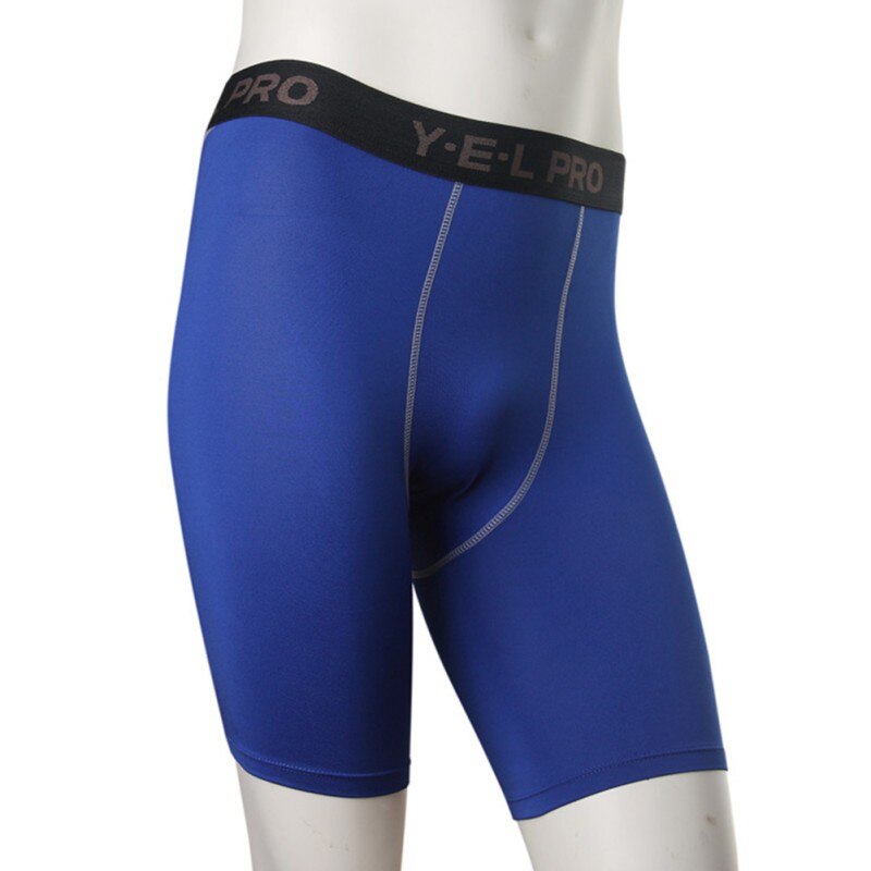 Pantalones cortos de compresión térmica para hombre, mallas transpirables de secado rápido, para gimnasio, j4: Azul / L