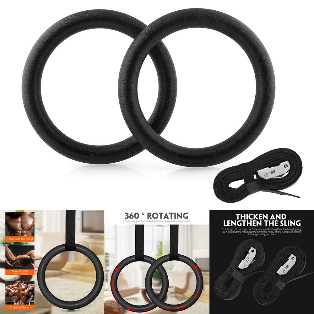 1pcs 400kg Pull Up Ring Gymnastic Ring Durable Wooden Exercise Fitness Practical Rings Adjustable Workout