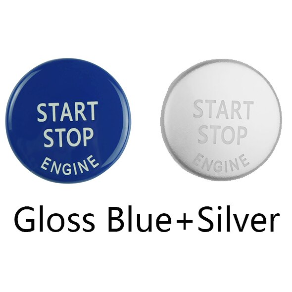 Motor start stop knap tilbehør nøgle dekoration til bmw  x1 x5 e70 x6 e71 z4 e89 1 3 5 serie  e90 e91 e92 e60 bil udskift dæksel: Blank blå sølv