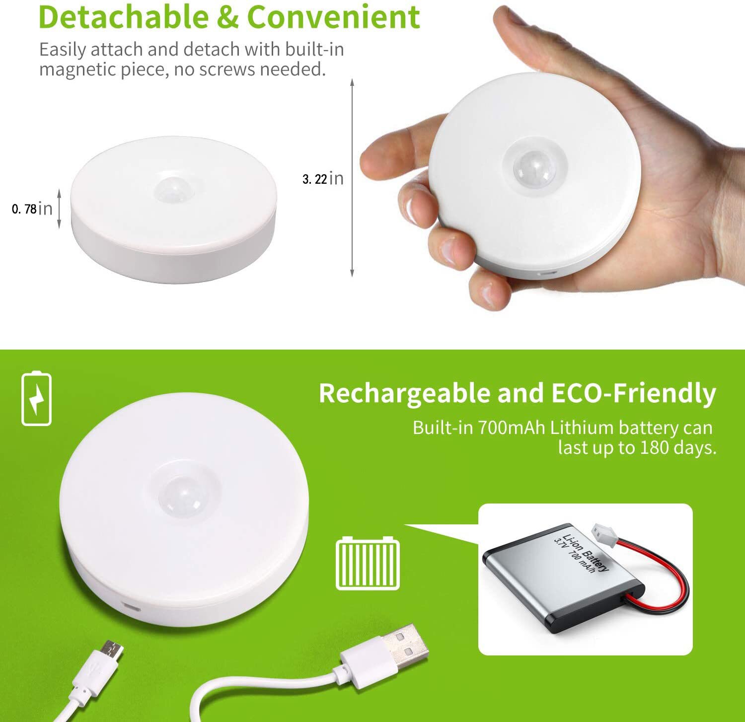 LED Light Pir Motion Sensor Night Lamp Warm White Under Cabinet Closet Wardrobe Lighting LED Bedroom Kitchen Stairs Puck Lights