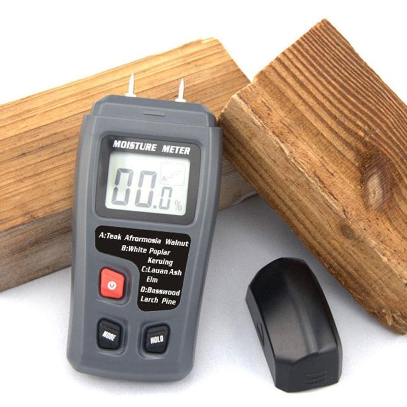 2 Pins LCD Digital Wood Moisture Meter Humidity Tester Timber Damp
