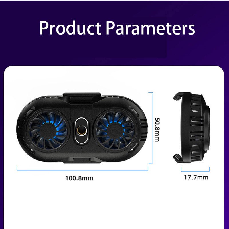 Ventilador doble para teléfono móvil, soporte para teléfono móvil, disipador de calor, controlador de refrigeración