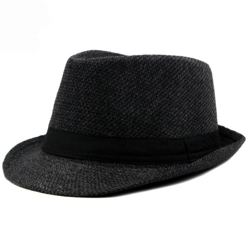 Ht1514 høst vinter vår herrehatter uformelt fast svart grå kaffe fedora hattemaker retro derby jazzhatter britiske trilby hattemaker: Svart