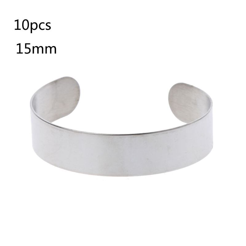 10Pcs/Set Titanium Blank Stamping Bracelet DIY Leather Cuff Bangles Jewelry Making Accessories: 15MM