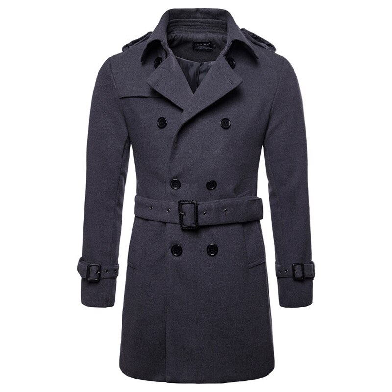 Europa und Amerika Lange Wolle &Ampere; Mischungen Mantel Männer Herbst Winter Zweireiher Windjacke Jacke Männer Erbse Mantel UNS größe XXL