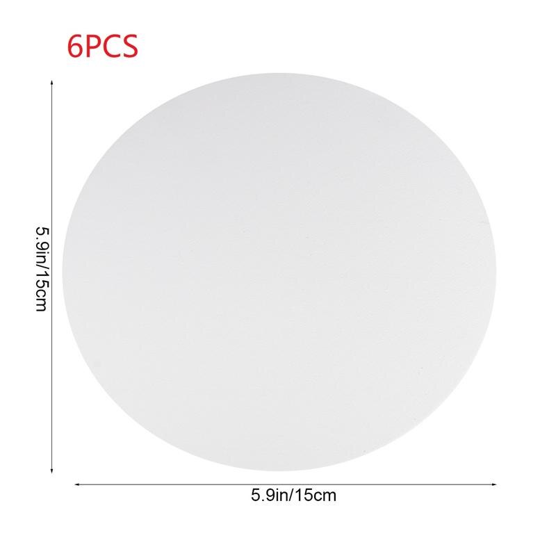 Round Canvas Drawing Board Premium Art Painting Board Artist Round Shape Canvas Board Oil Paint Canvas Sketchpad: 6PCS 15CM
