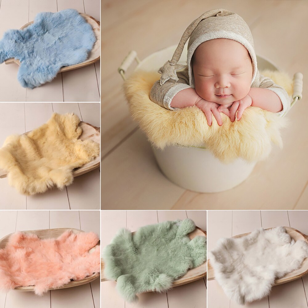 Birth Photo Shoot Background Blanket Rabbit Fur Baby Baby Girl Birth Photography Props Blanket Accessories