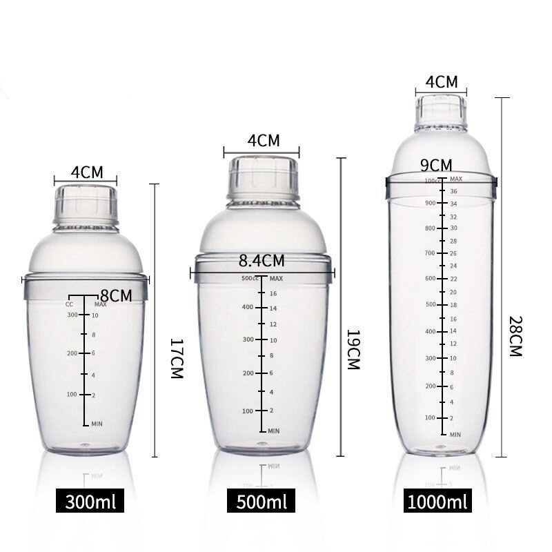 Kunststoff (PC) Martini Cocktail Shaker 300 ml/500 ml/1000 ml Wein Getränke Rührgerät Wein Shaker Getränk Rührgerät Barware Haushalt Bar werkzeuge