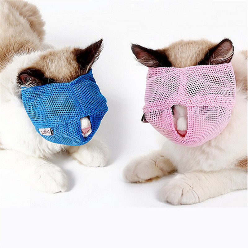 Filet respirant chat museau Anti morsure chaton muselières pour le bain de morsure beauté voyage outil avec trou chats toilettage fournitures