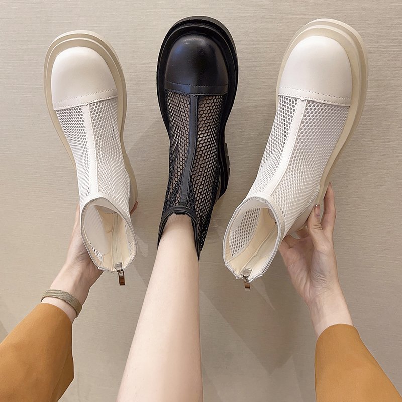 Tenis ligeros para Mujer, Zapatillas deportivas de malla transpirable, cómodas, con cremallera y cojín de aire, botas