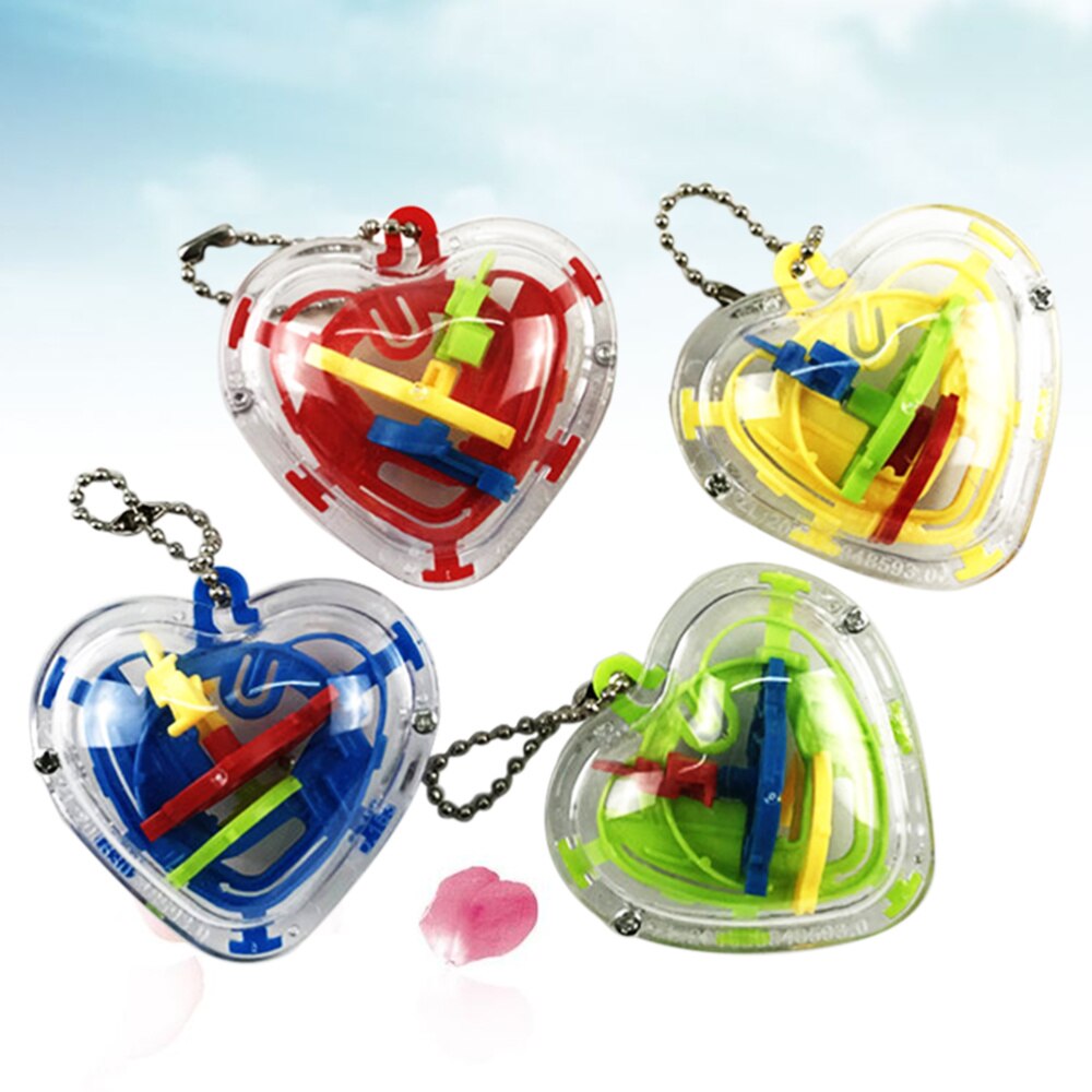 10pcs 3D Maze Ball Magic Heart Shape Intelligence Puzzle Game Beads Maze for Children