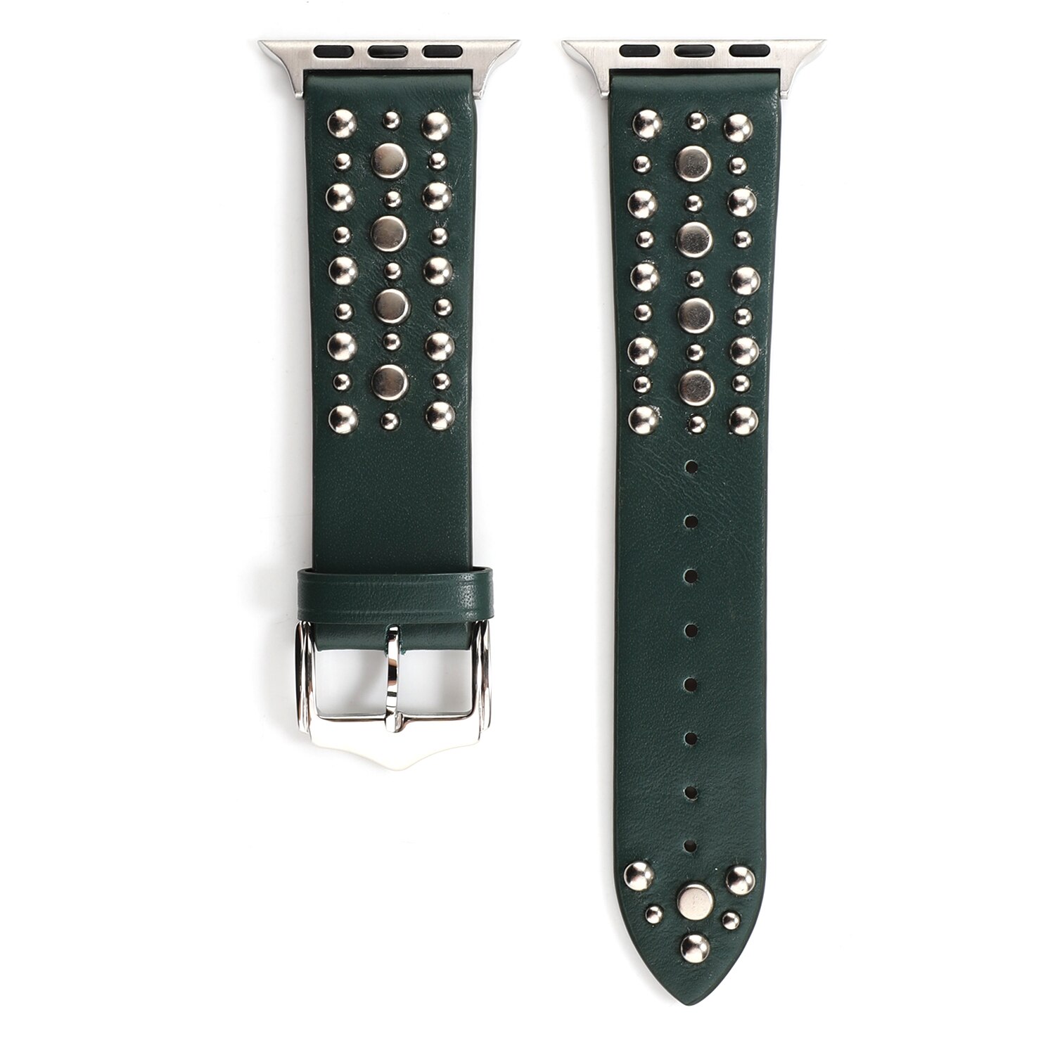 Nagler bånd for apple watch serie 6/5/4/3 se sport loop stropp correa iwatch 38mm 40mm armbånd apple watch 44/42mm skinnbelte: Grønn sølvnagle / 38mm 40mm