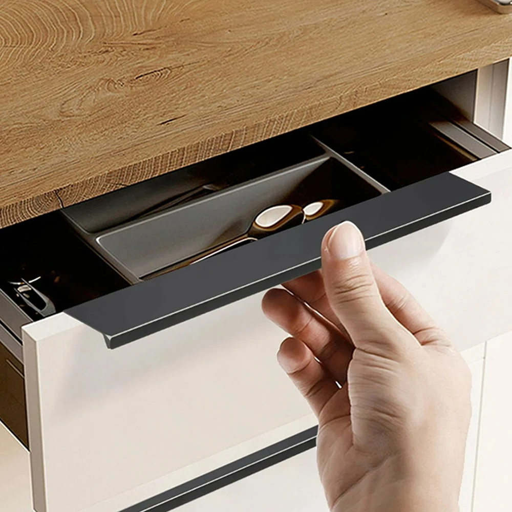 Hidden Kitchen Cabinet Handles Aluminum Alloy Long Furniture Handle Dresser Drawer Knobs Wardrobe Cupboard Door Handle Hardware