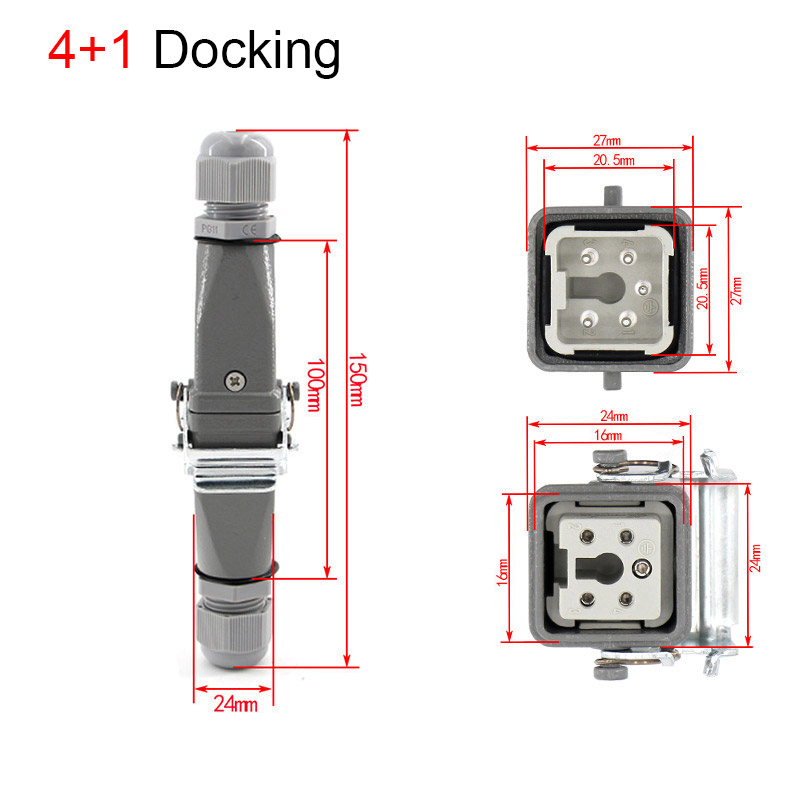 HARDING heavy duty Connectors DHC-HA-003 3pin 4pin 5pin 7pin 10A Industrial plug HQ-005 16A heavy metal rectangular connector: Silver