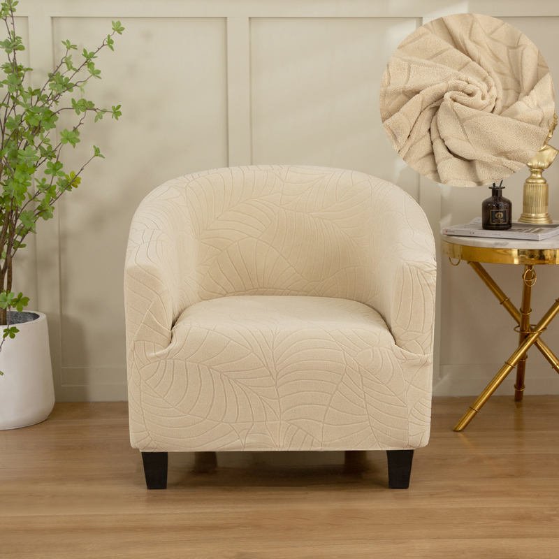 Club Stoel Hoes Stretch Vat Stoelbekleding Jacquard Bad Stoel Kussenovertrekken Zachte Spandex Fauteuil Sofa Cover Verwijderbare: BEIGE