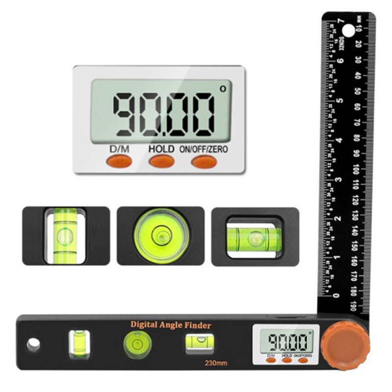 Localizador de ángulo Digital 4 en 1, regla transportador, nivel de espíritu, goniómetro Digital con nivel, pantalla LCD, reglas con escala