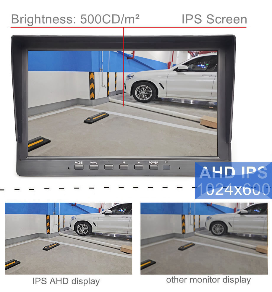 DIYKIT 10.1inch AHD CVBS IPS LCD HD Monitor Rear View Car Monitor Support 1080P AHD CVBS Car Camera 4PIN Video Input
