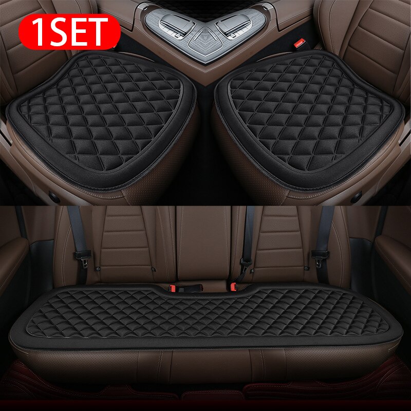 Funda de asiento de coche Universal 3D, cojín de asiento de vehículo, almohadilla de protección de Banco delantero y trasero, Protector de asiento de coche antideslizante para coche de 5 asientos: Black Full Set