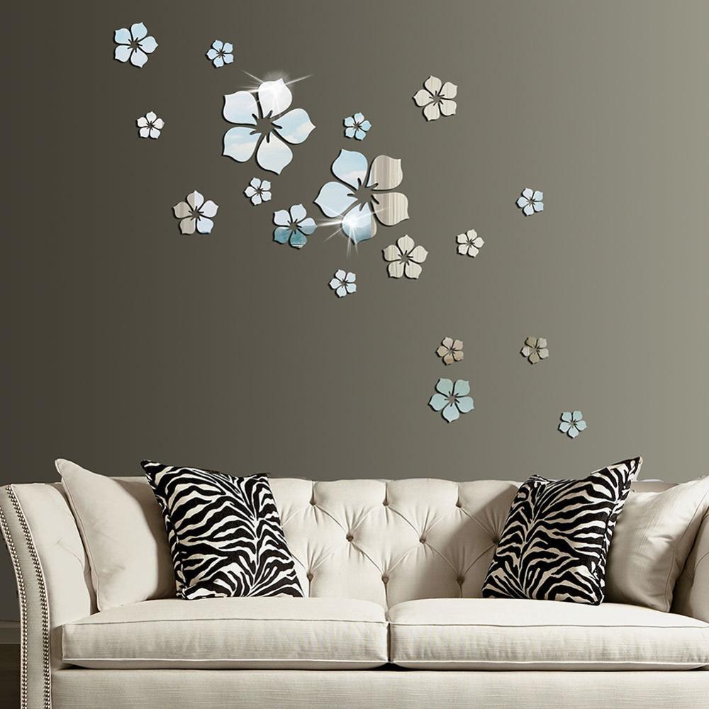 Pegatinas de acrílico para pared DIY con de flores, pegatinas para pared, sala de estar murales para, cuarto de niños, cuarto de baño hermoso: S