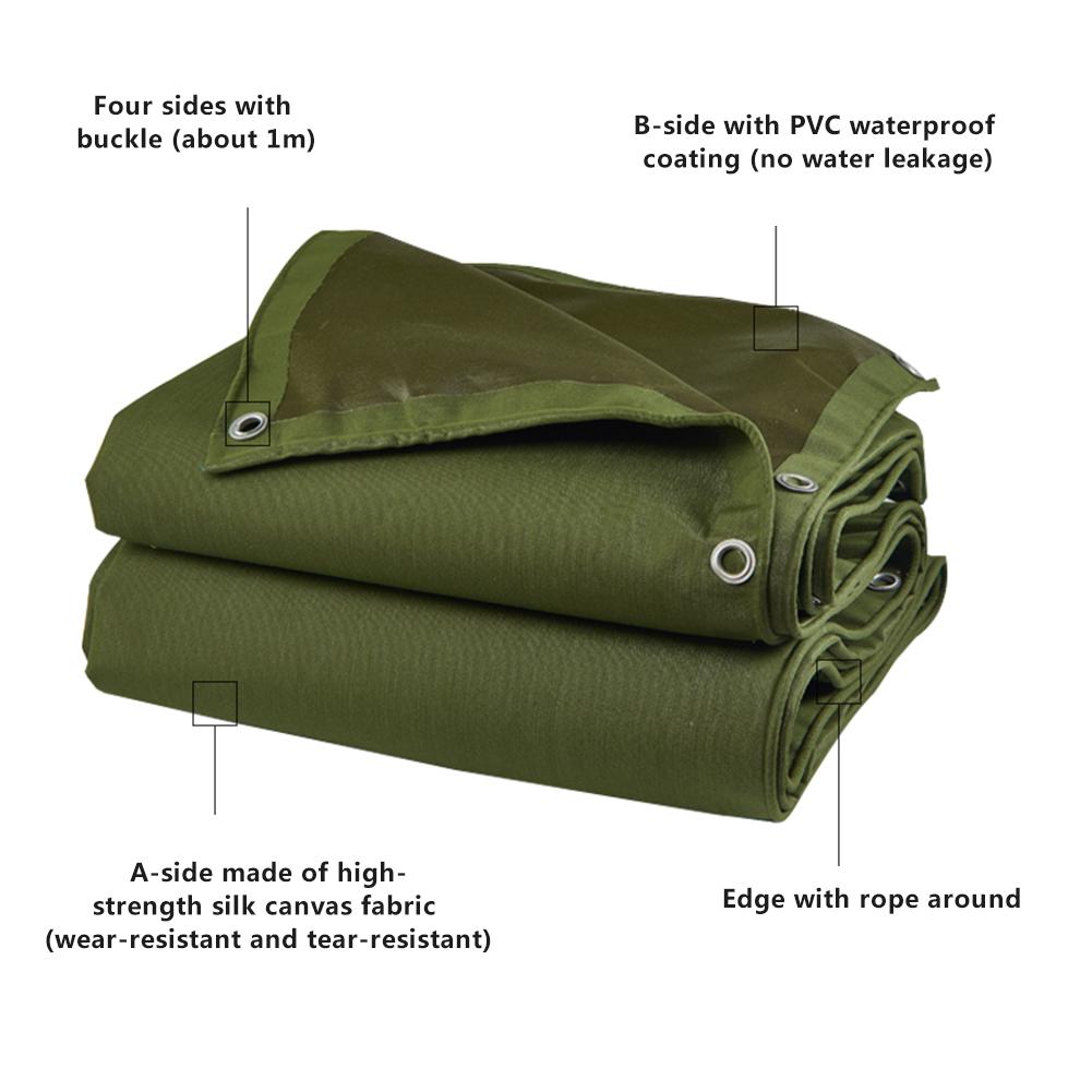 2*3m Heavy Duty Army Green Canvas Tarp Tarpaulin Sunshade Sun Blocked Waterproof Dustproof Outdoor Shelter Awning Accessories