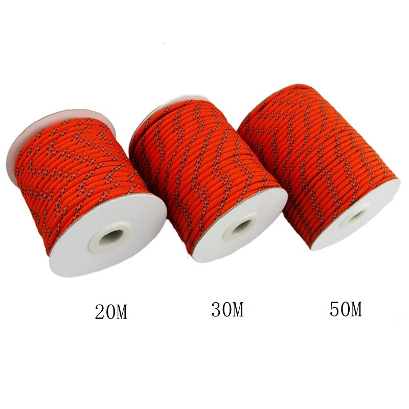 Paracord da campeggio all&#39;aperto 4mm corda per tenda riflettente in grassetto 20M 30M 50M baldacchino multifunzione cavo antivento abbigliamento sportivo all&#39;aperto