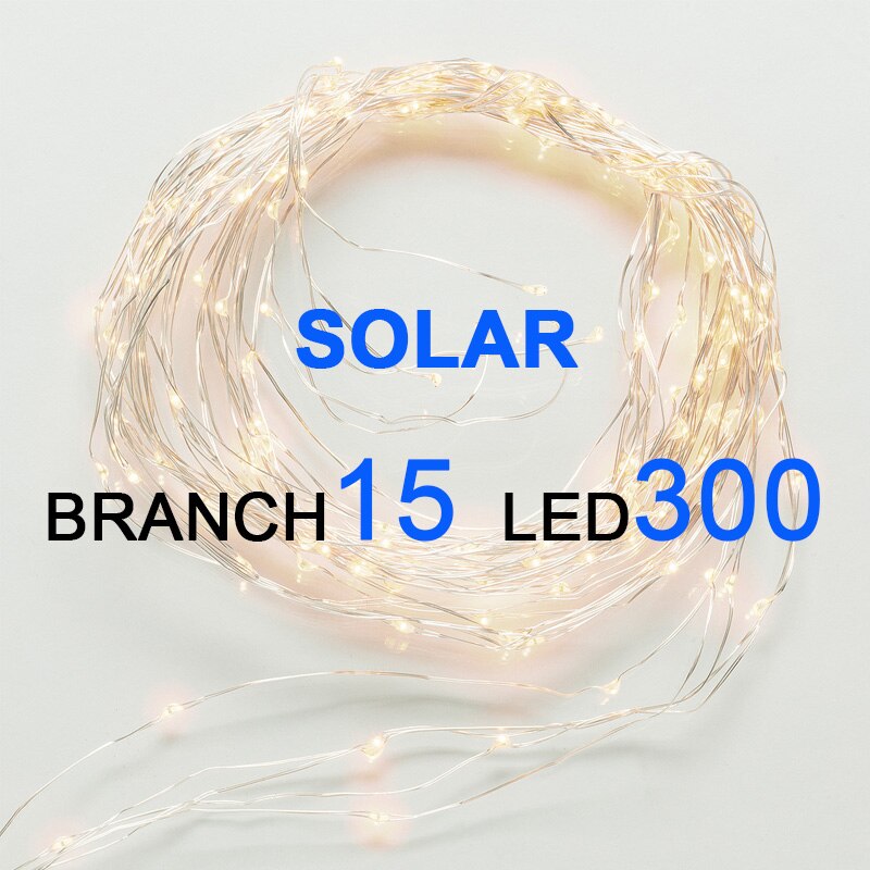 LED Solar Energy Garland Vines Falls Lights Outdoors Lantern String Lights For Wedding Christmas Tree Decoration As Solar Lamps: 15 Branch--300 Led / White