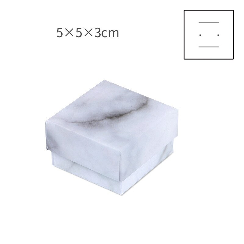 Pahvi korulaatikko säilytysnäyttö kantolaatikko kaulakoruille rannekorut korvakorut neliö suorakulmio marmori valkoinen käsintehty itse tehty: 5 x 5 x 3cm