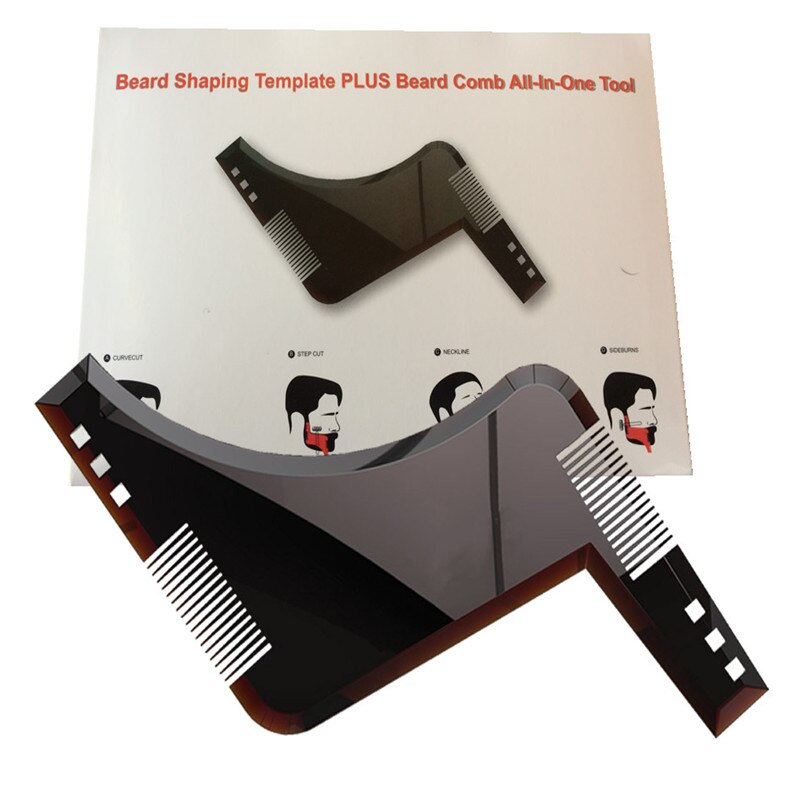 3 Colors Innovative All-In-One Beard Shaping Styling Template ABS Comb for Hair Beard Line Up Trimming Template
